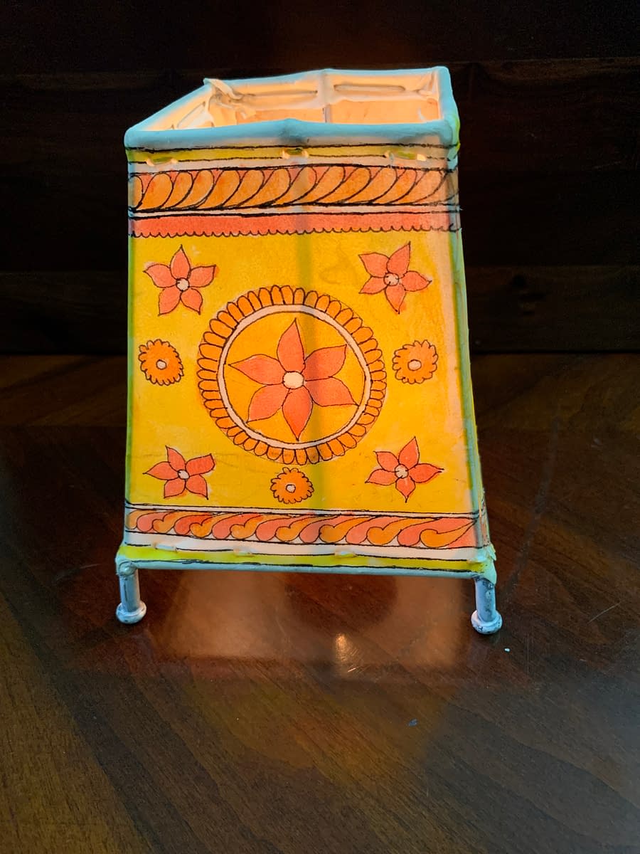 Handmade Tholu Bommalata Lamp – peacock desigh 5