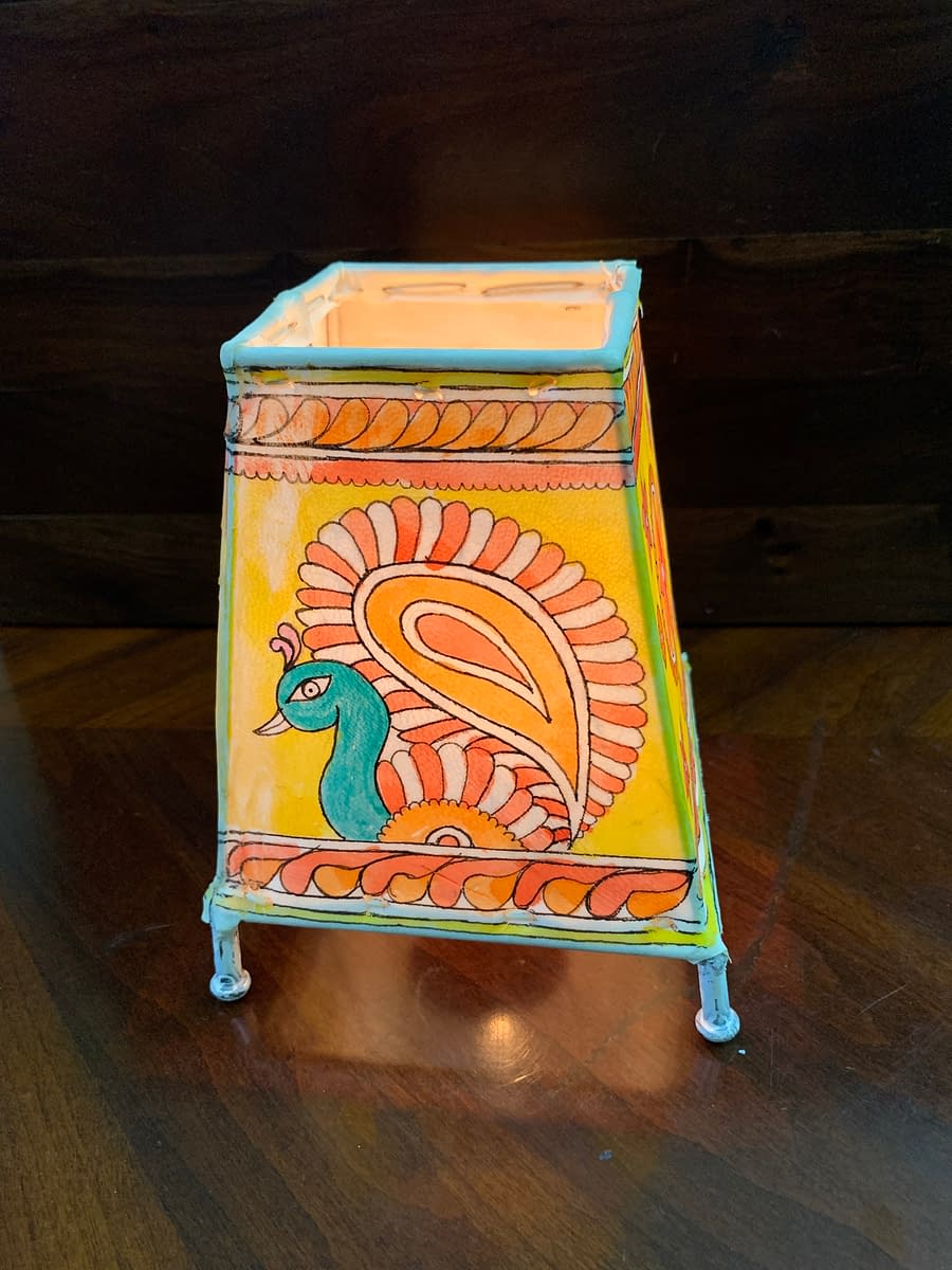 Handmade Tholu Bommalata Lamp – peacock desigh 7