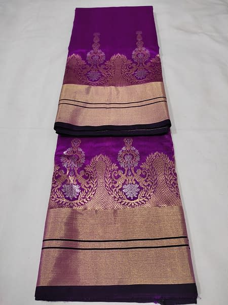 Handmade Chanderi kataan silk saree, with nakshi border 3