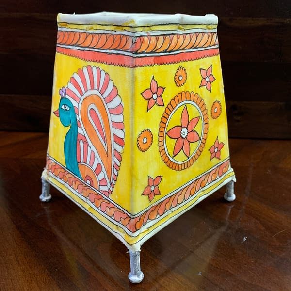 Handmade Tholu Bommalata Lamp – peacock desigh