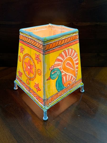 Handmade Tholu Bommalata Lamp – peacock desigh 3